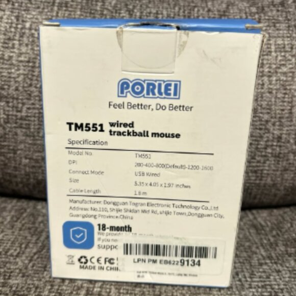 Porlei Trackball Mouse Like New in Box Never Used - Picture 2 of 3